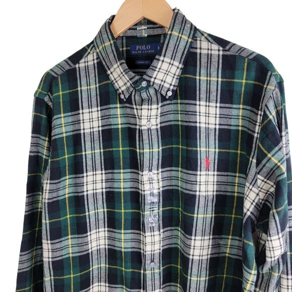 Polo Ralph Lauren Mens Cotton Tartan Plaid Twill Button Down Shirt size XL Green - Picture 6 of 12